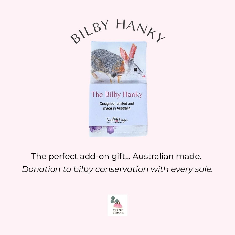A perfect gift - the bilby hanky also supports bilby conservation with a donation.