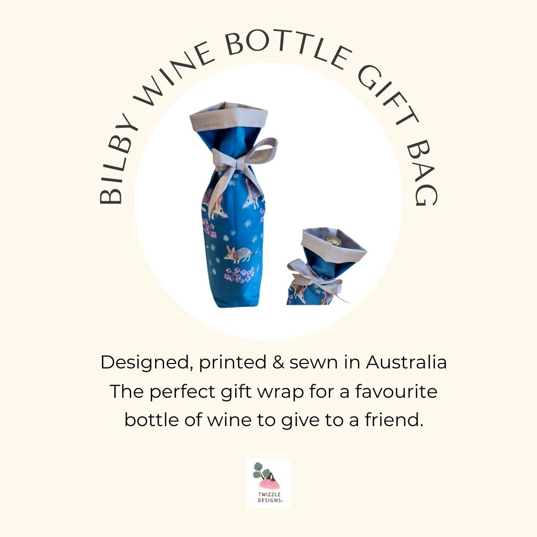 The best way to wrap a bottle of wine in under 2 minutes. Australian made and eco friendly gift for women and men. Donation made to bilby conservation for every sale.