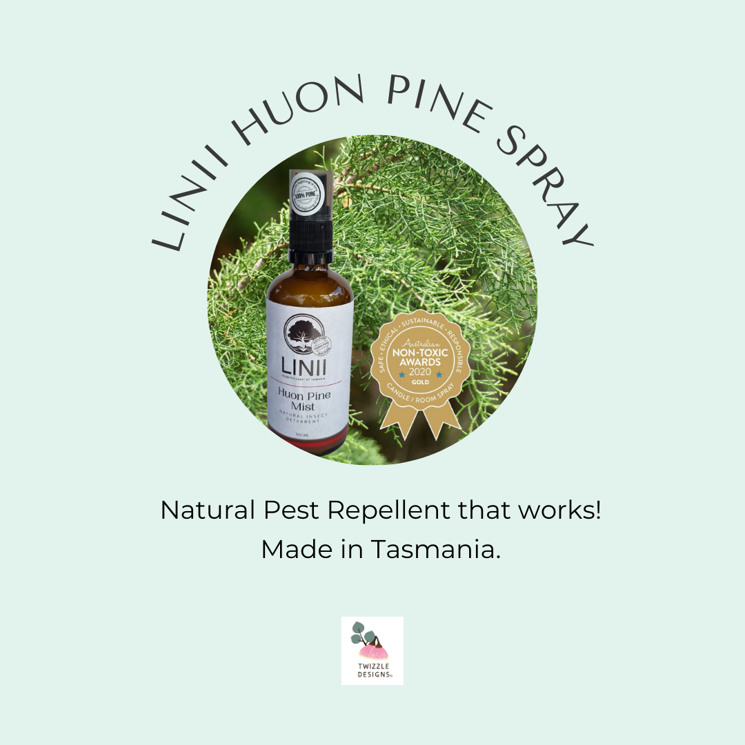 Linii natural Huon Pine pest repellent. Repels moths, fleas, mites and silverish. Made in Tasmania. Eco friendly pest repellent.
