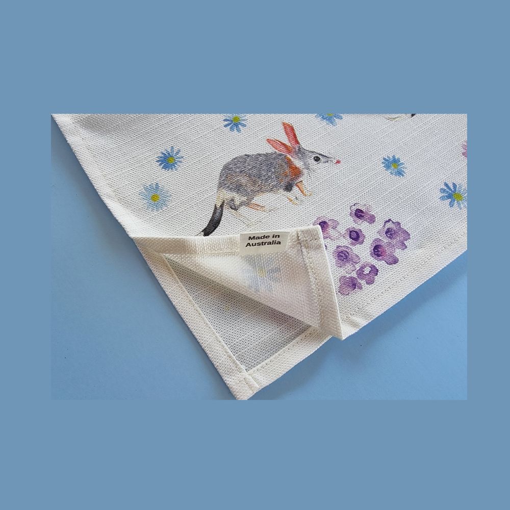 Save the bilby - buy Australian made bilby tea towels. Awesome gifts.