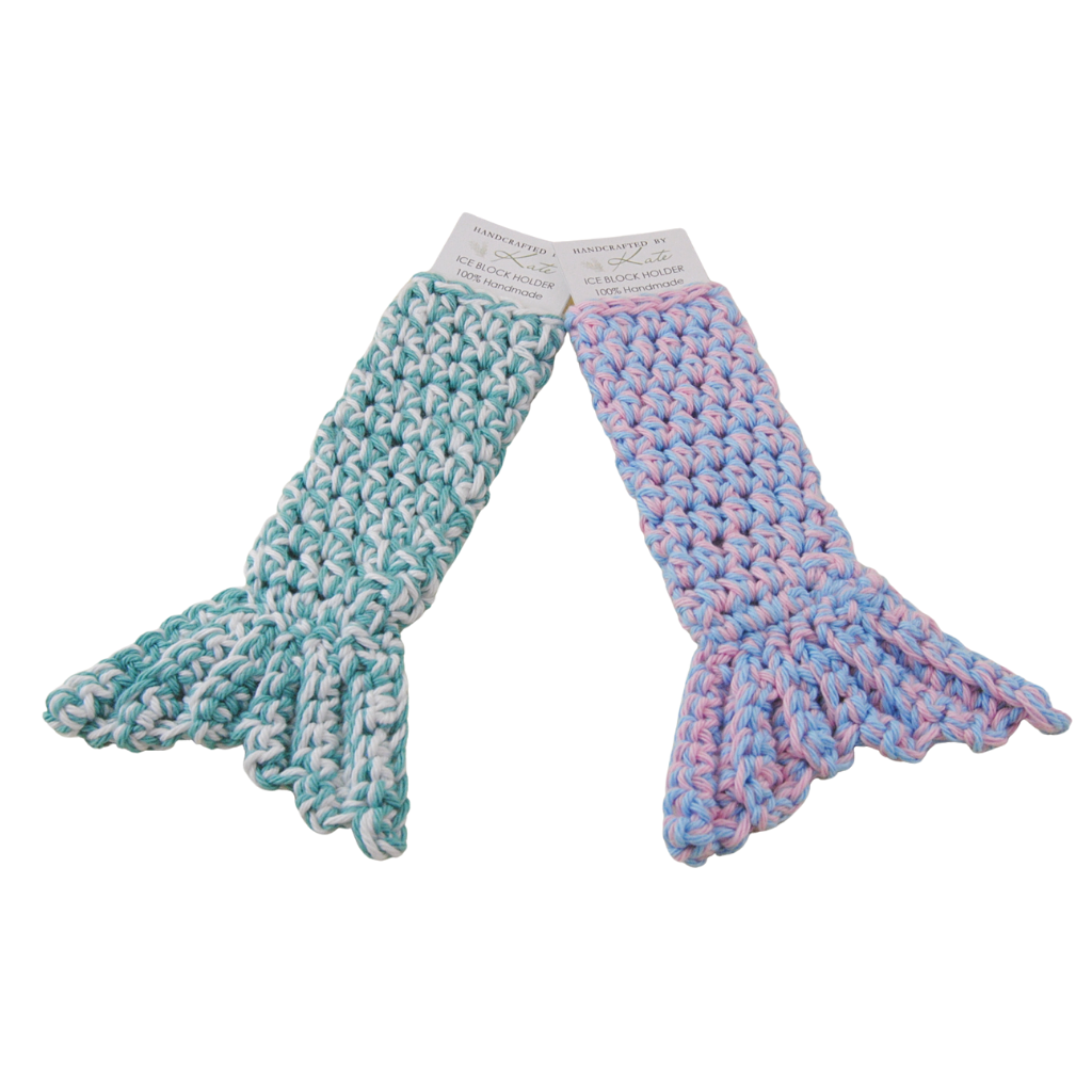 Ice stick covers to keep kids happy - no more cold hands with ice sticks. 2 designs - Sci-Fi Sabres and Mermaid tails. Handcrafted in Queensland from 100% Australian cotton from the Bendigo Mill. Australian designed, made and owned.