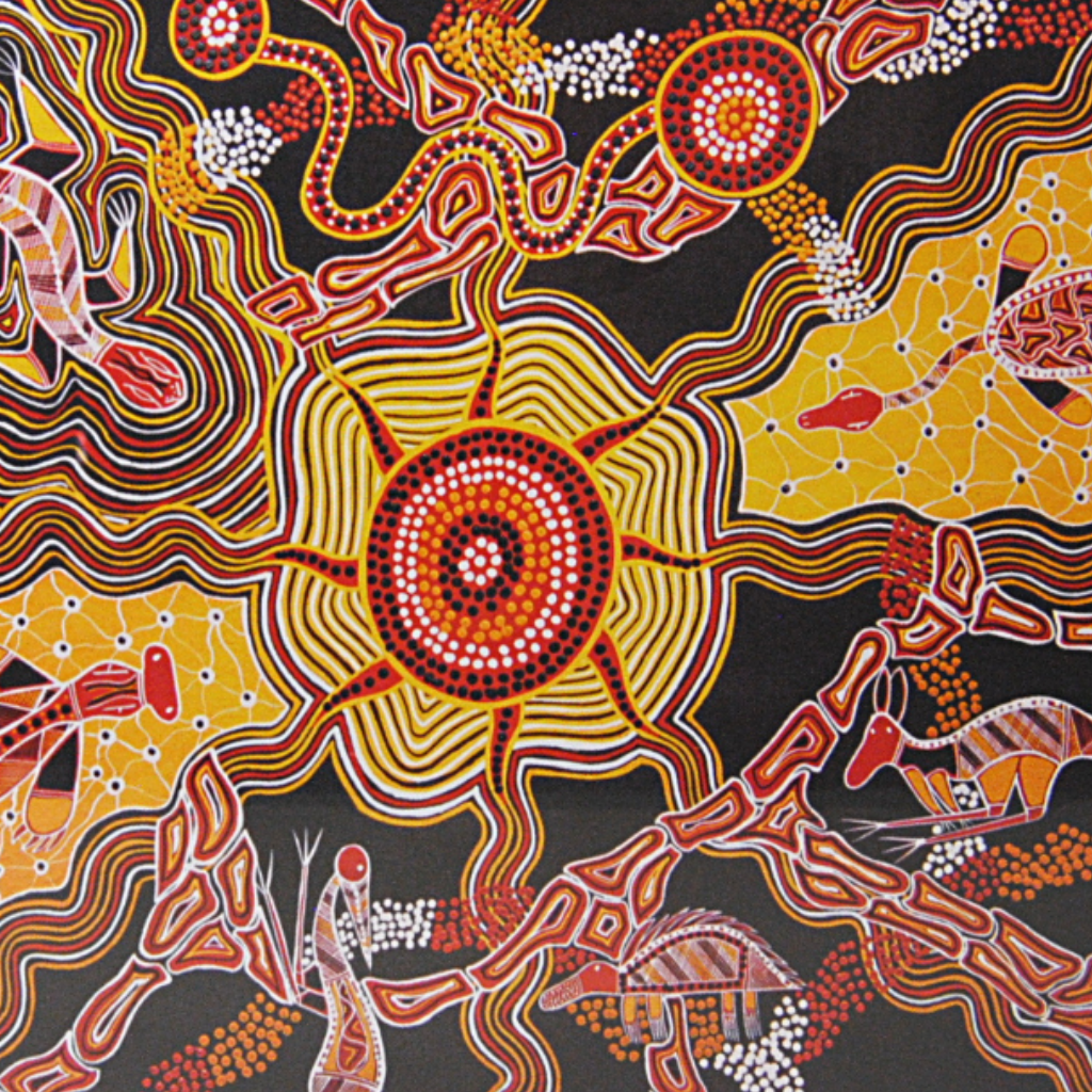 Sun and Moon jigsaw puzzle. Aboriginal design. 1000 piece Australian made puzzle.