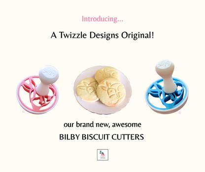New Twizzle Designs Original Bilby Biscuit Cutters are the perfect Bilby gift. Made in Qld, Australia. Eco friendly and sustainable.