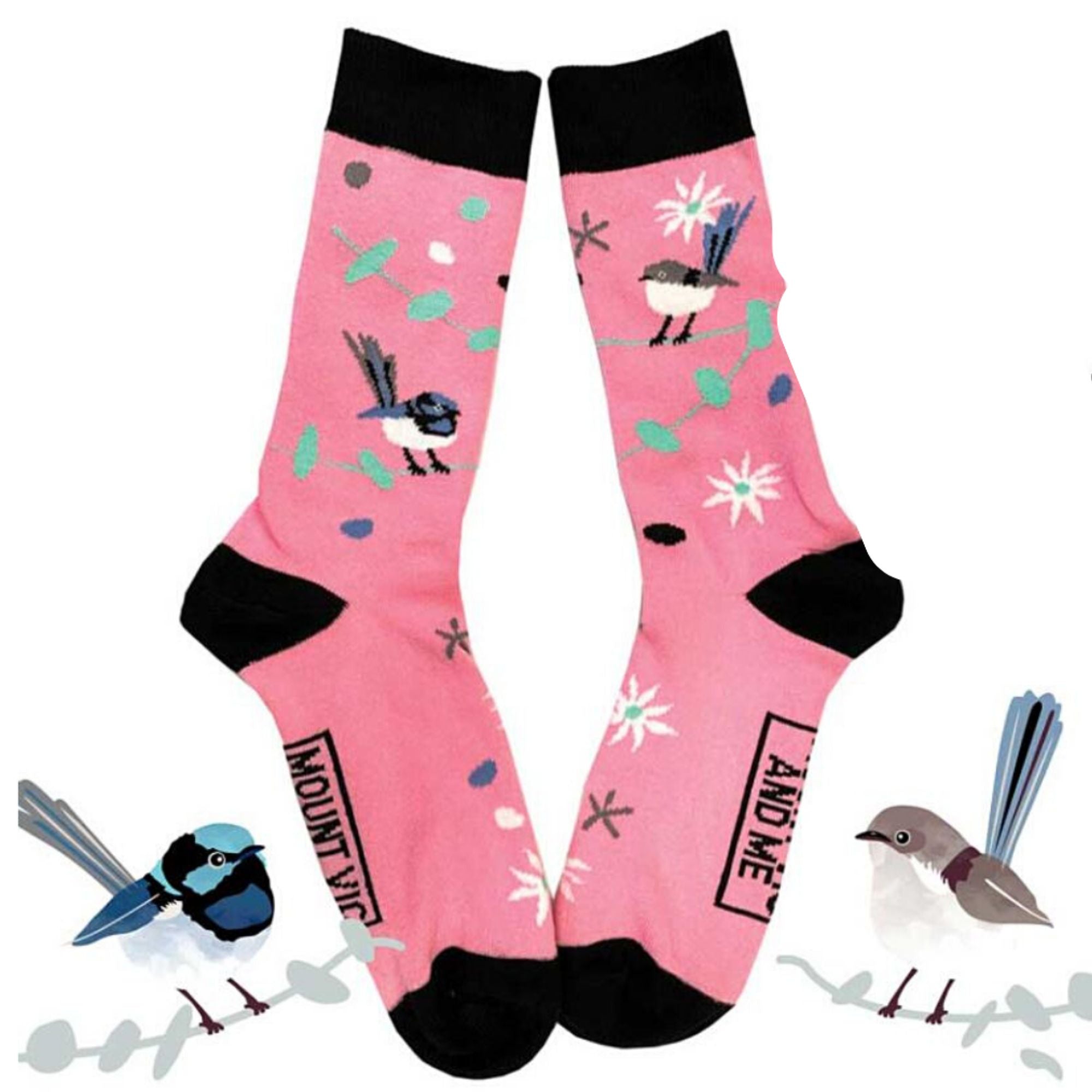 Fairy wren unique cottlon socks. Socks designed and made in Australia.