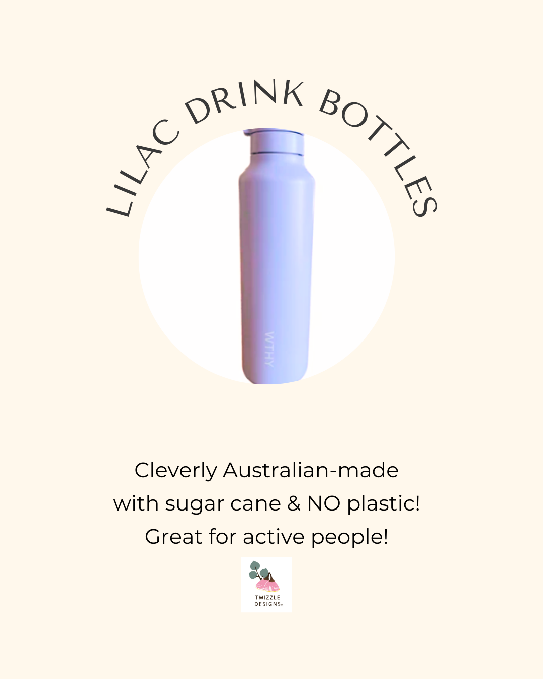100% SUGAR CANE Drink bottle - made in Australia. Dishwasher safe water bottle. 3 cup drink bottle. Recyclable water bottle. Zero plastics.