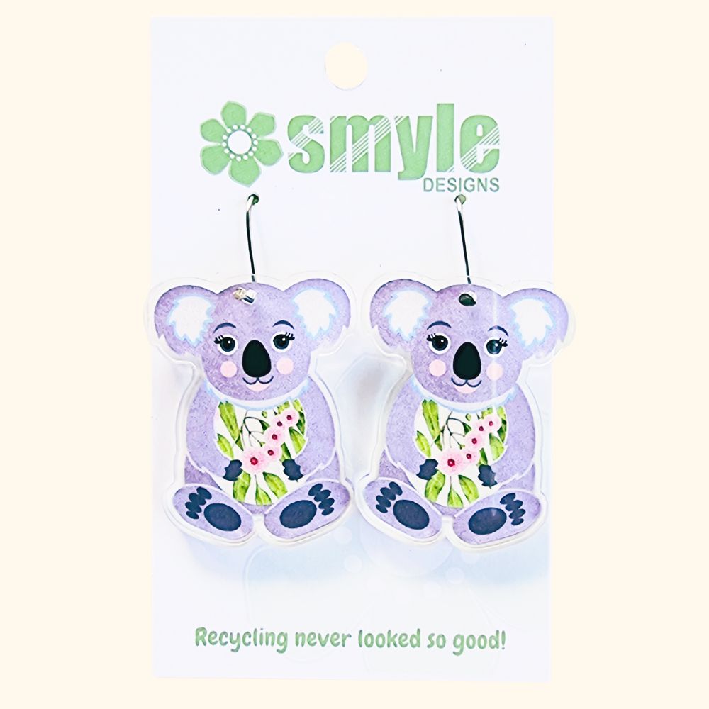 Koala earrings - cute gifts for koala lovers. Stainless steel hooks for sensitive ears. Perfect eco-friendly gifts.