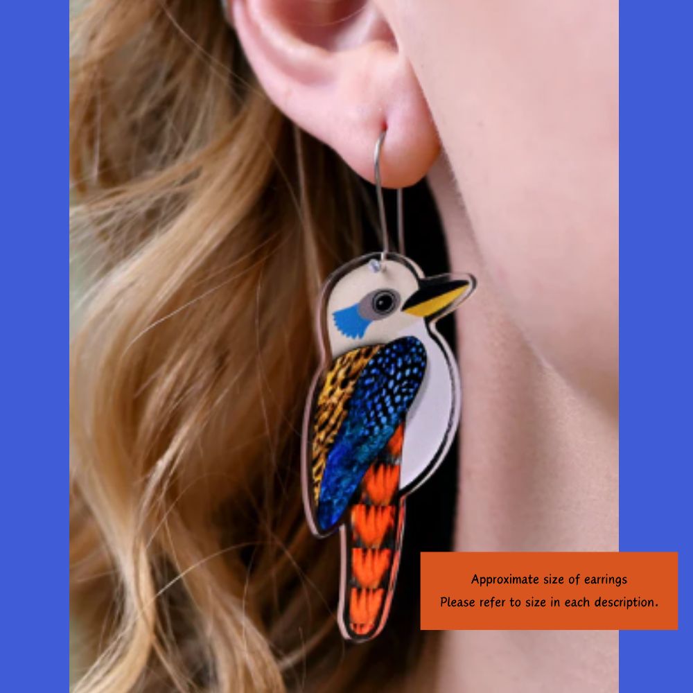 Comparison size for wildlife and bird earrings from Twizzle Designs.