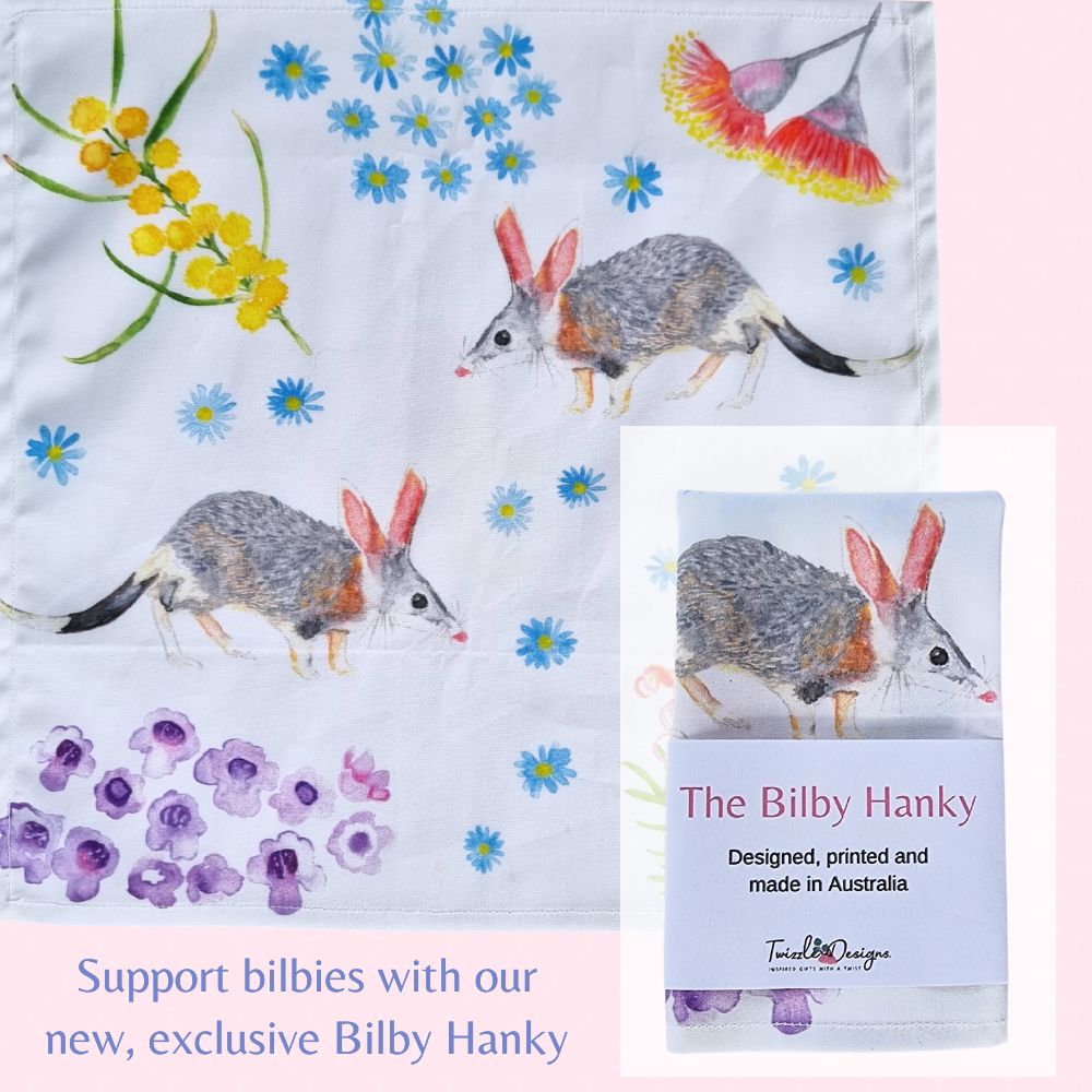 Support-bilby-conservation-with-Twizzle-Designs-exclusive-Bilby-Hanky.-Donation-to-bilbies-with-every-purchase.