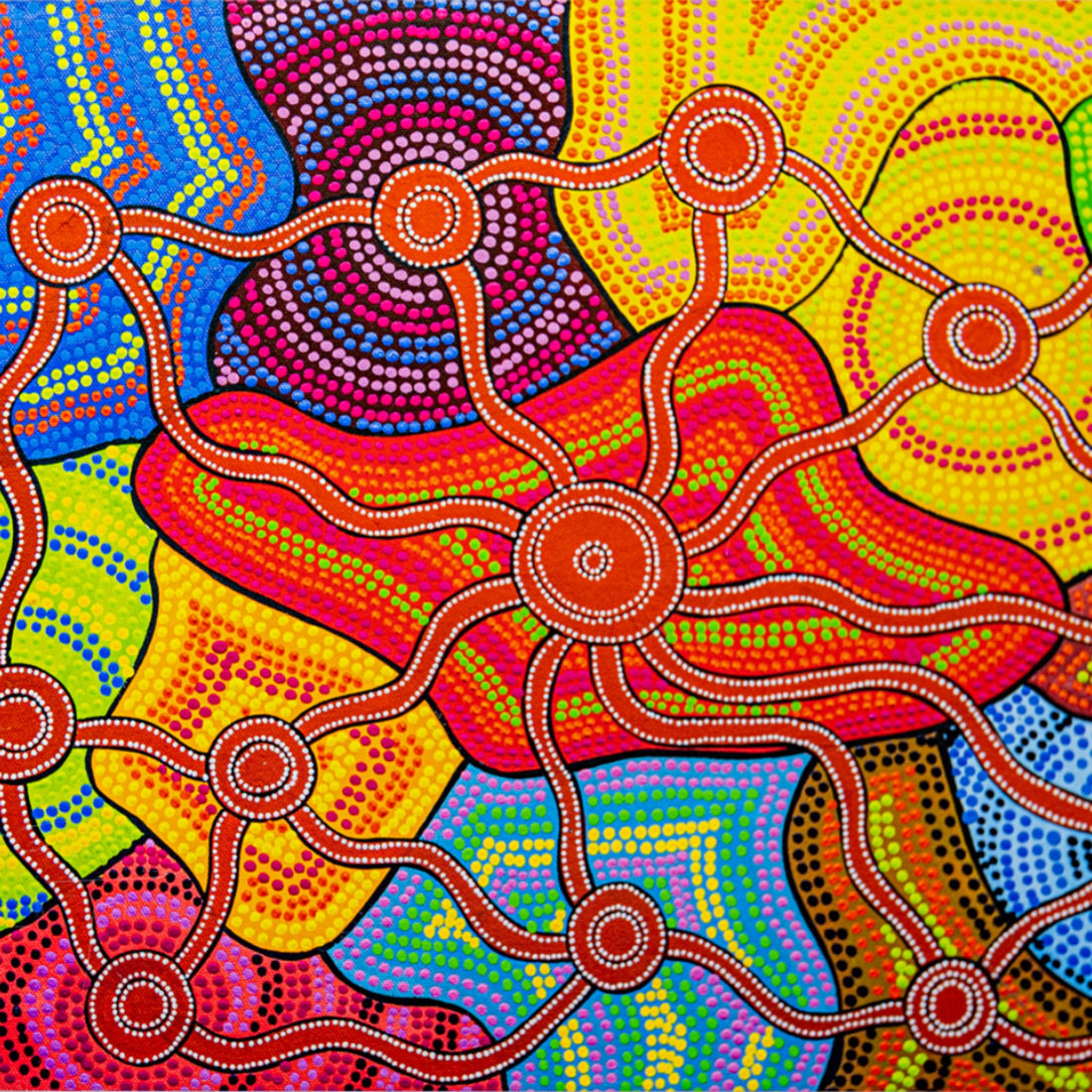 Australian made eco friendly The Waradjuri Tribe 1000 piece jigsaw puzzle.. Aboriginal design. 