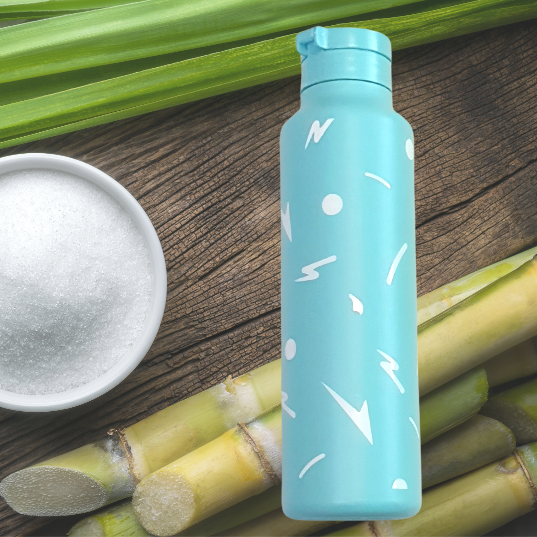 Australian made drink bottles made of natural Sugar Cane. No plastic, no BPA, and No toxins in these drink bottles.  Light weight, eco friendly and holds 750ml. Ocean Aqua colour in retro style bottle.