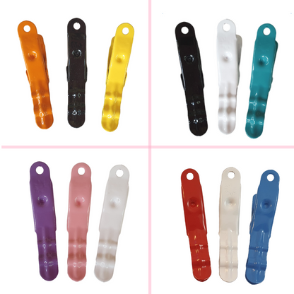 3 colour sets of Brevinox clothes pegs available only from Twizzle Designs. Lifetime guarantee - will not bend, rust, break or flake! Try before you buy a full set. Pink pegs, White pegs, Blue Pegs, Red pegs, Mint pegs, Yellow Pegs, Black, Purple, Jade and Orange pegs.