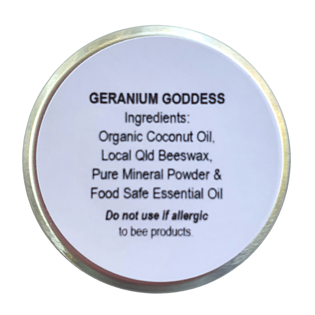 All natural Tree Hven Geranium Godess lip balm is made in Queensland. Long lasting moisturising natural lip balm.