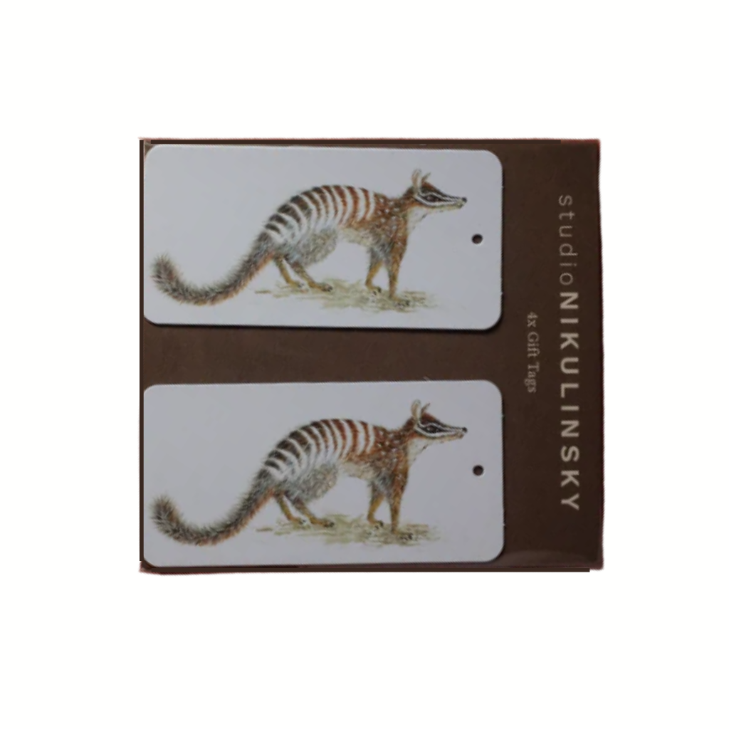 Studio Nikulinsky Native numbat design gift tags. Australian numbat gift tags in 4 pack. Designed and made in Western Australia. Add a gift tag to your gift.