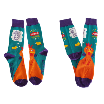 Love chooks - buy the socks to match. Colourful and cheeky chook socks from Twizzle Designs.