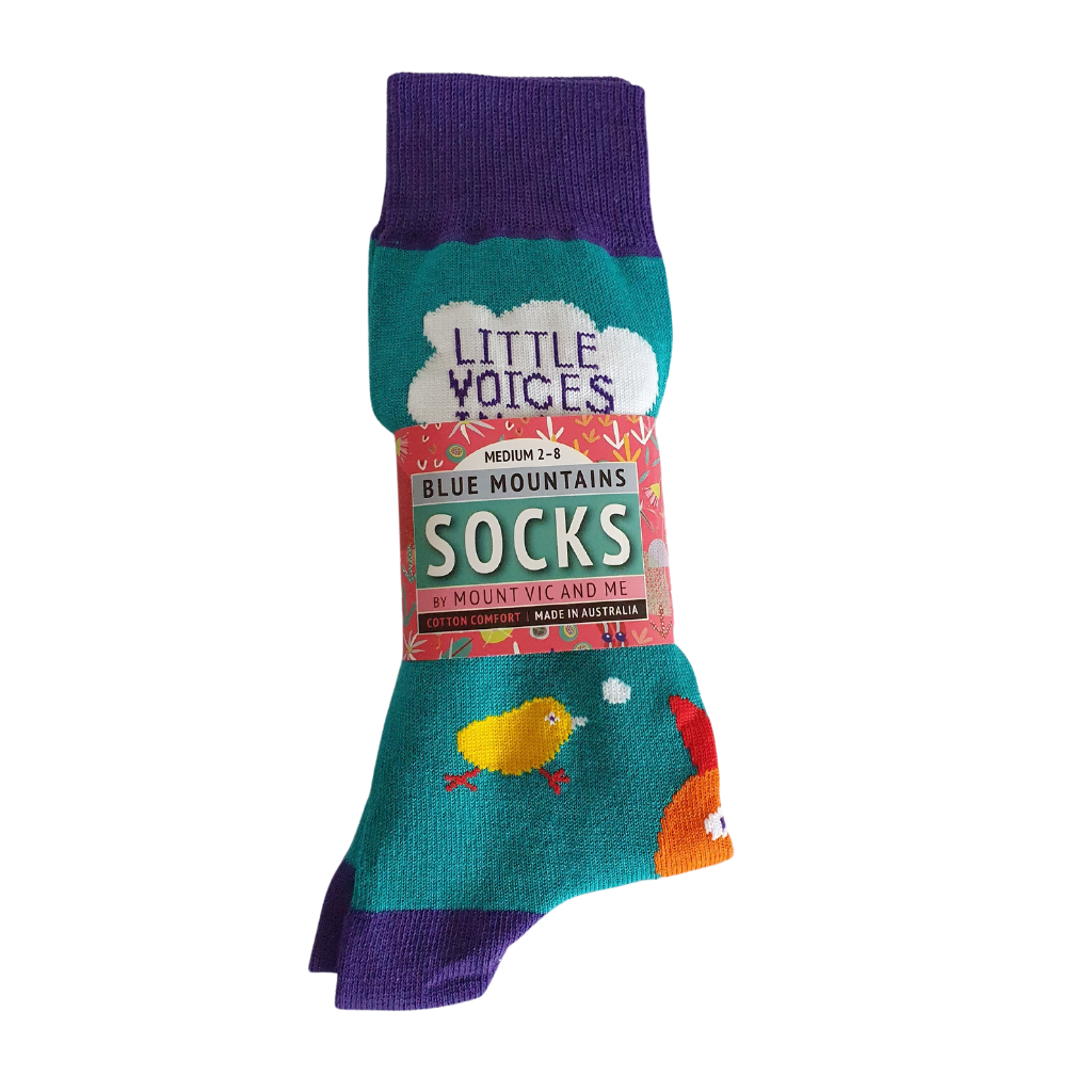 All Australian I love chickens socks - designed and made in Australia. Cotton rich socks with attitude!  More chickens please socks.