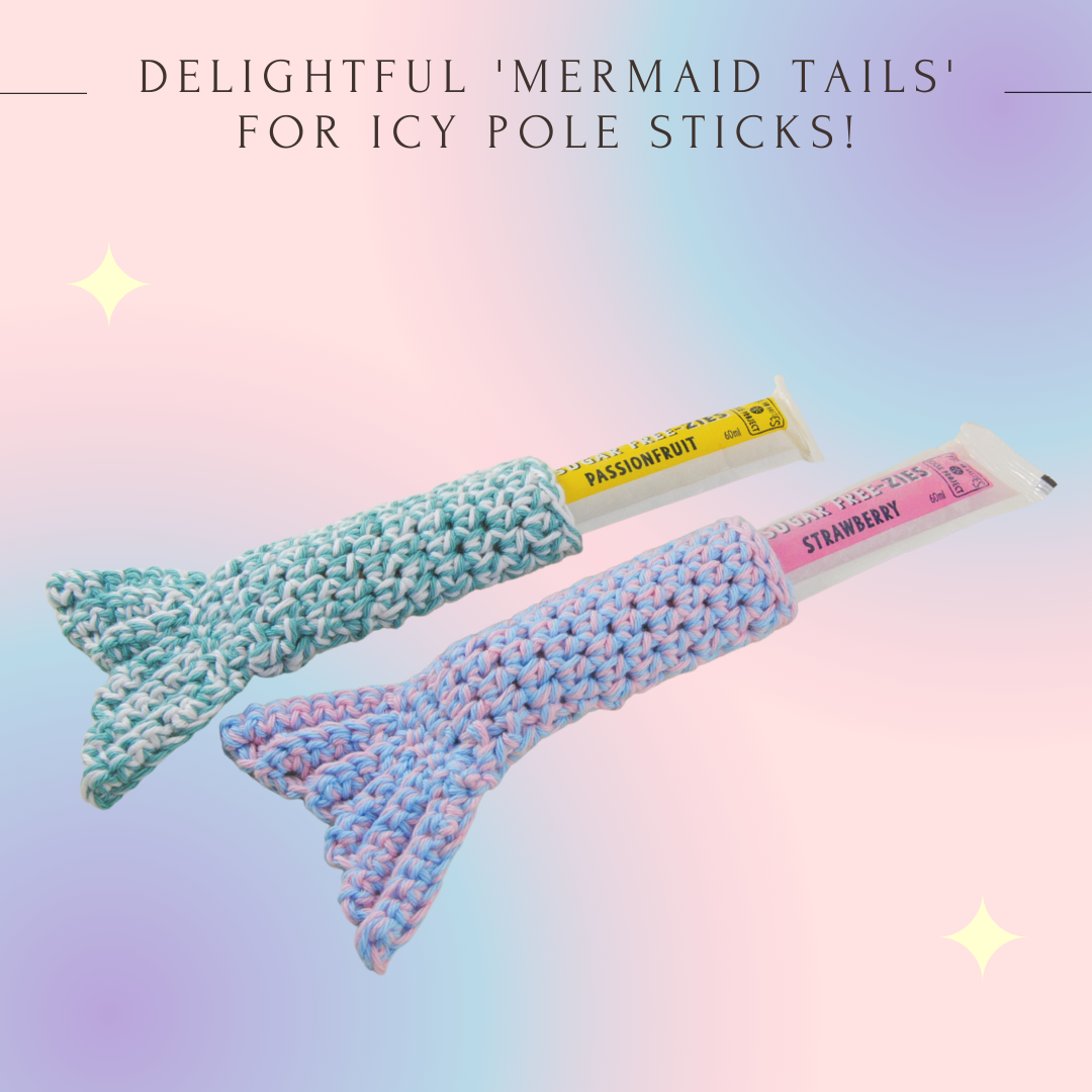 Ice stick covers to keep kids happy - no more cold hands with ice sticks. 2 designs - Sci-Fi Sabres and Mermaid tails. Handcrafted in Queensland from 100% Australian cotton from the Bendigo Mill. Australian designed, made and owned.