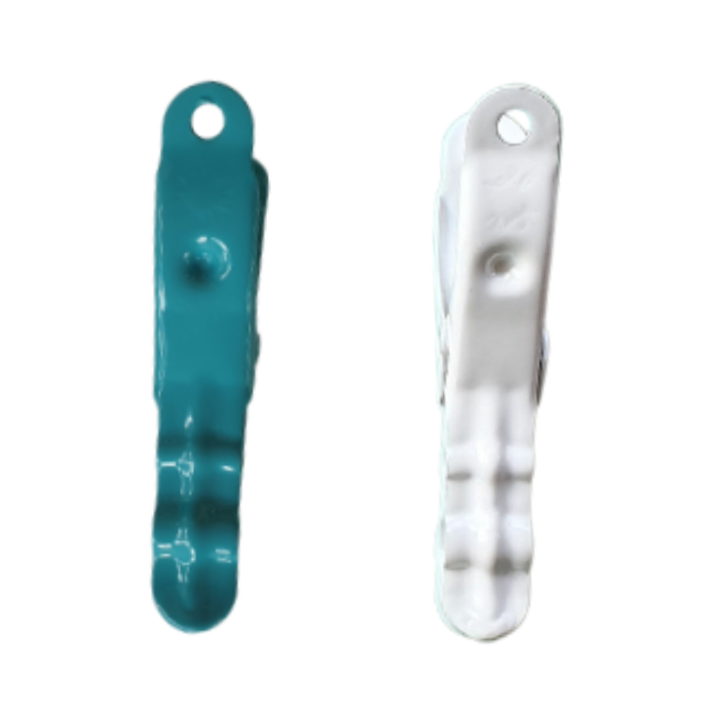 Turquoise (Jade) and White set of Brevinox Stainless Steel pegs in bold colours. Lifetime guarantee. Other colour pegs include Turquoise jade peg, black peg, white peg, pink peg, purple peg, orange peg and yellow peg.